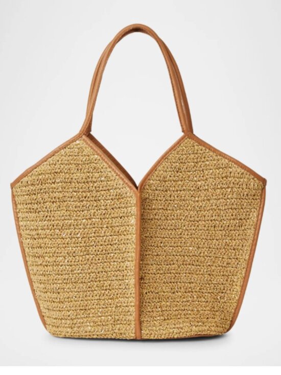 Btb Los Angeles Handbags - BTB Los Angeles Jenson Metallic Raffia Tote Bag